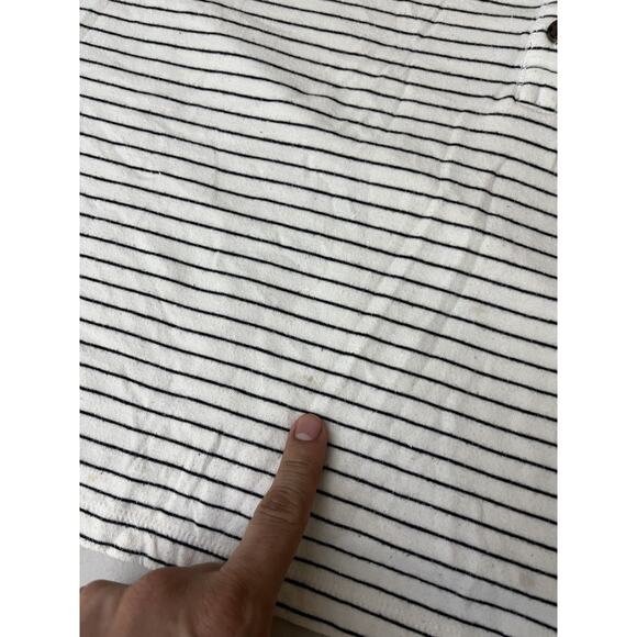 Coastal Minimalist Striped Henley Top L Parisian French Girl Scandi Capsule Y2K - Picture 9 of 14